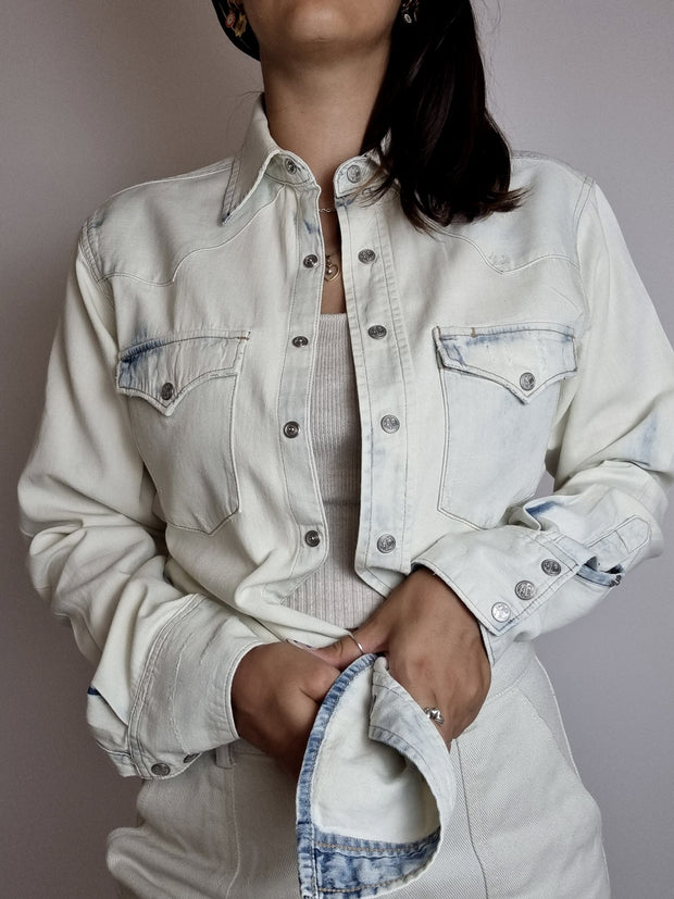Chemise vintage en jeans délavé Ralph Lauren XS