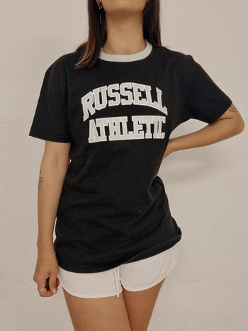 T-shirt vintage noir et bleu Russell M