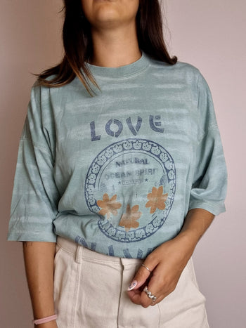 T-shirt vintage turquoise surfeur Love L