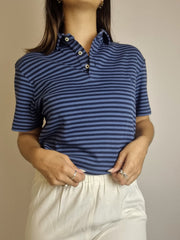 Polo Ralph Lauren bleu foncé rayé  L