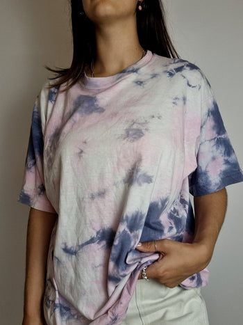 T-shirt vintage tie and dye rose et bleu L