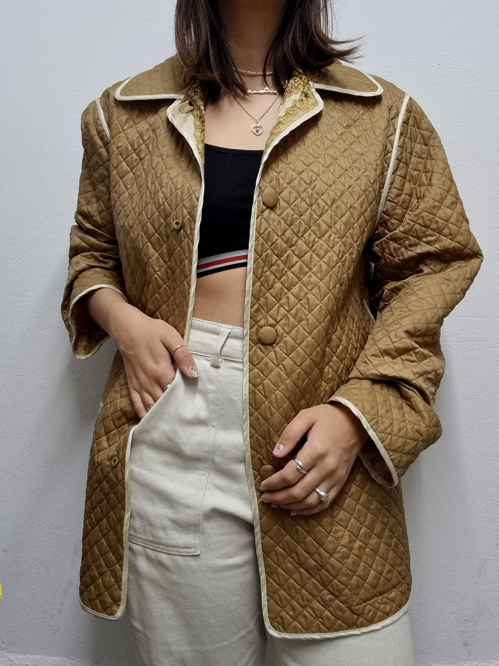 White and blue jacket with orange collar Adidas XL