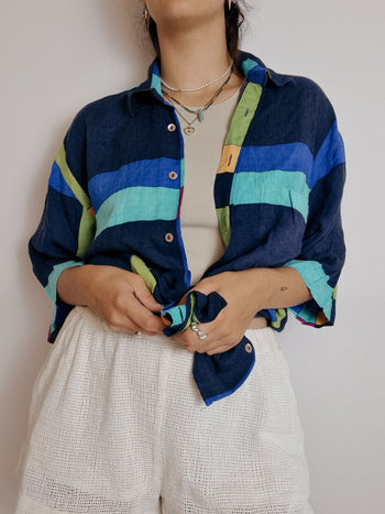 Vintage 80/90s shirt purple/blue/mustard M