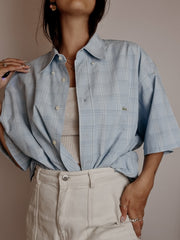 Chemise vintage bleue clair a carreaux  Lacoste