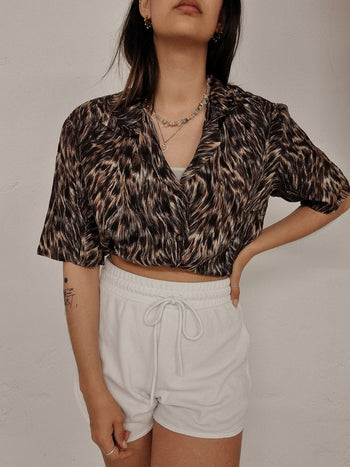 Chemise vintage brune animal M