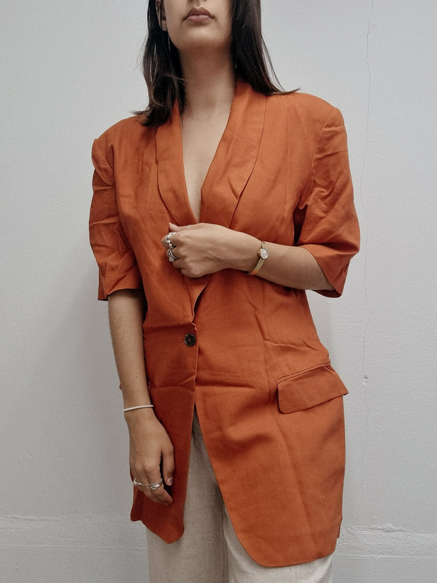 Veste blazer vintage manches courtes orange L