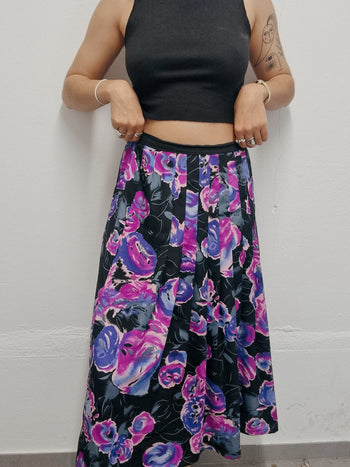 Purple/Pink/Yellow Floral Skirt S