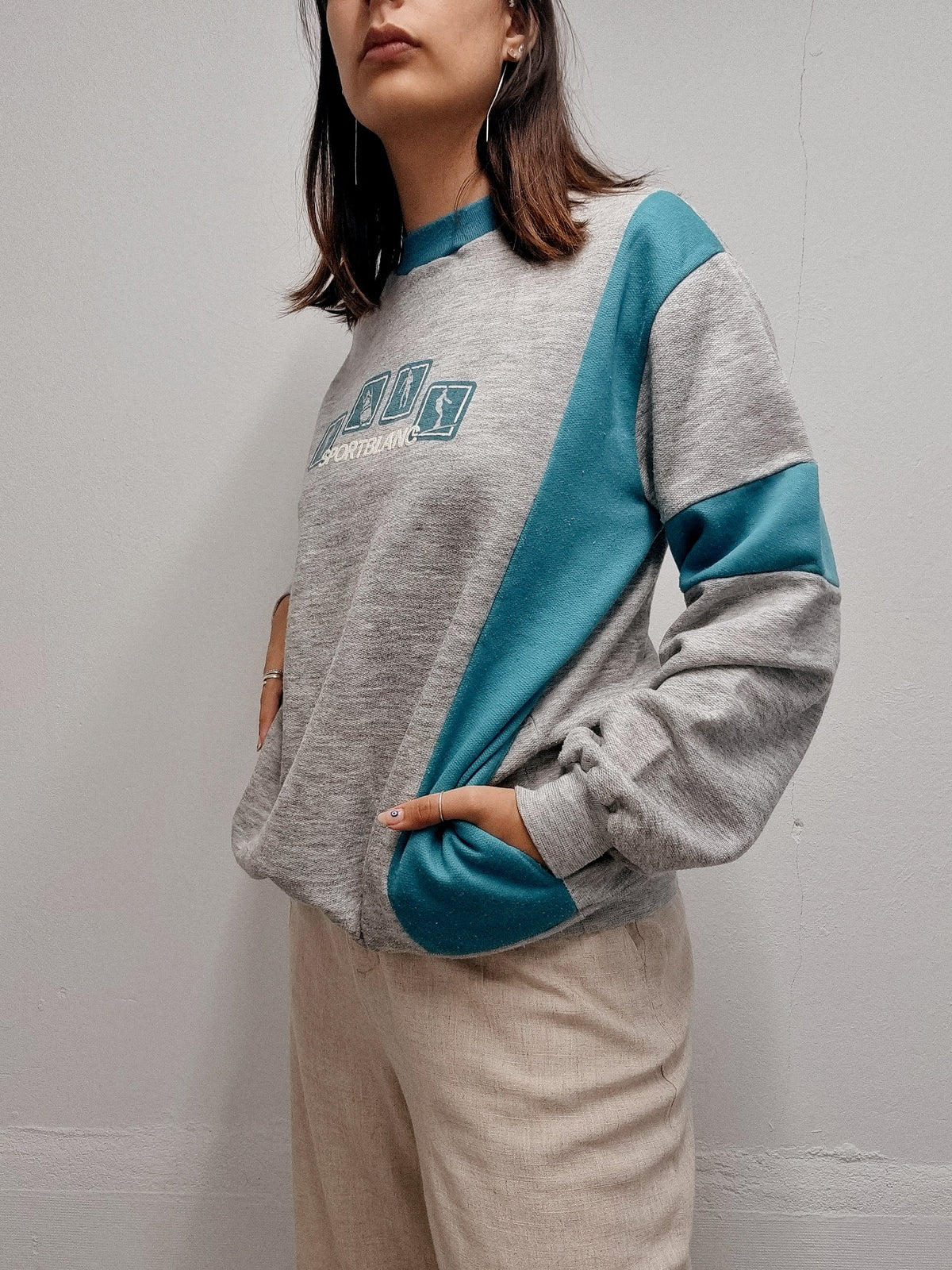 White and blue jacket with orange collar Adidas XL