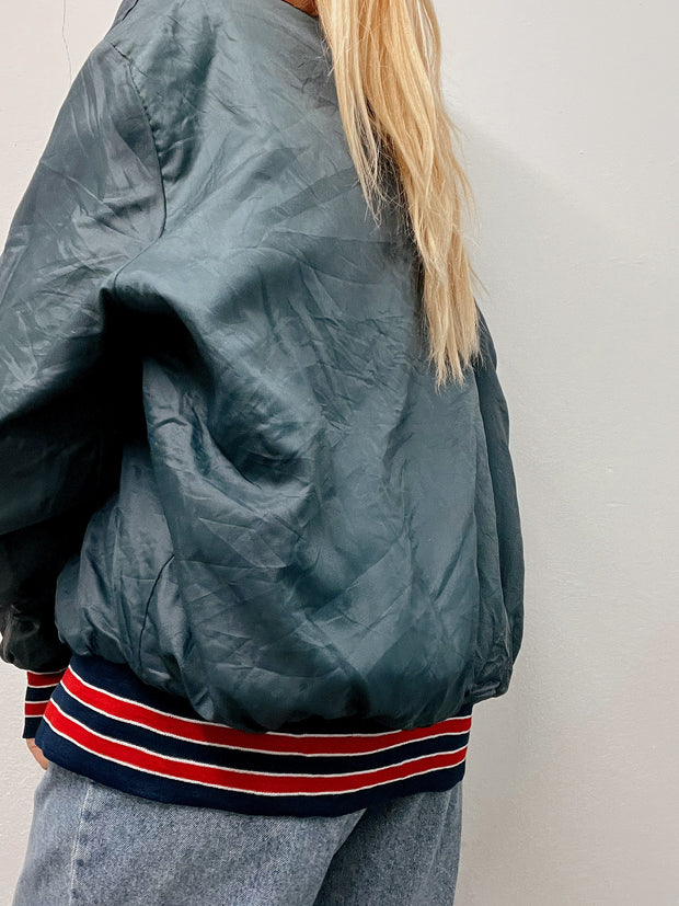 Veste bomber américaine bleue foncée et rouge XL