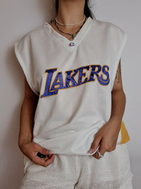 Weiß-lila Lakers-Basketballtrikot L