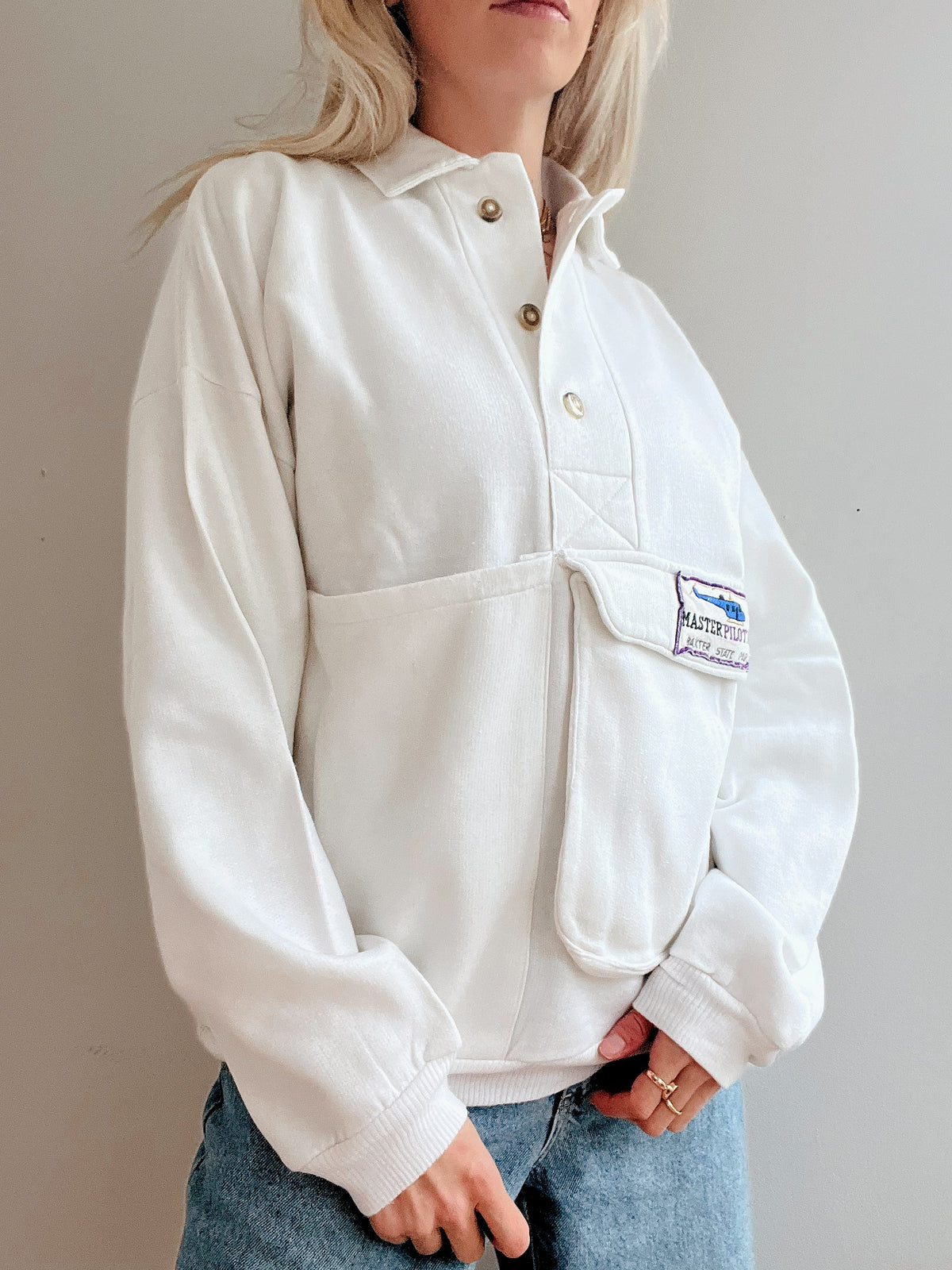 White and blue jacket with orange collar Adidas XL