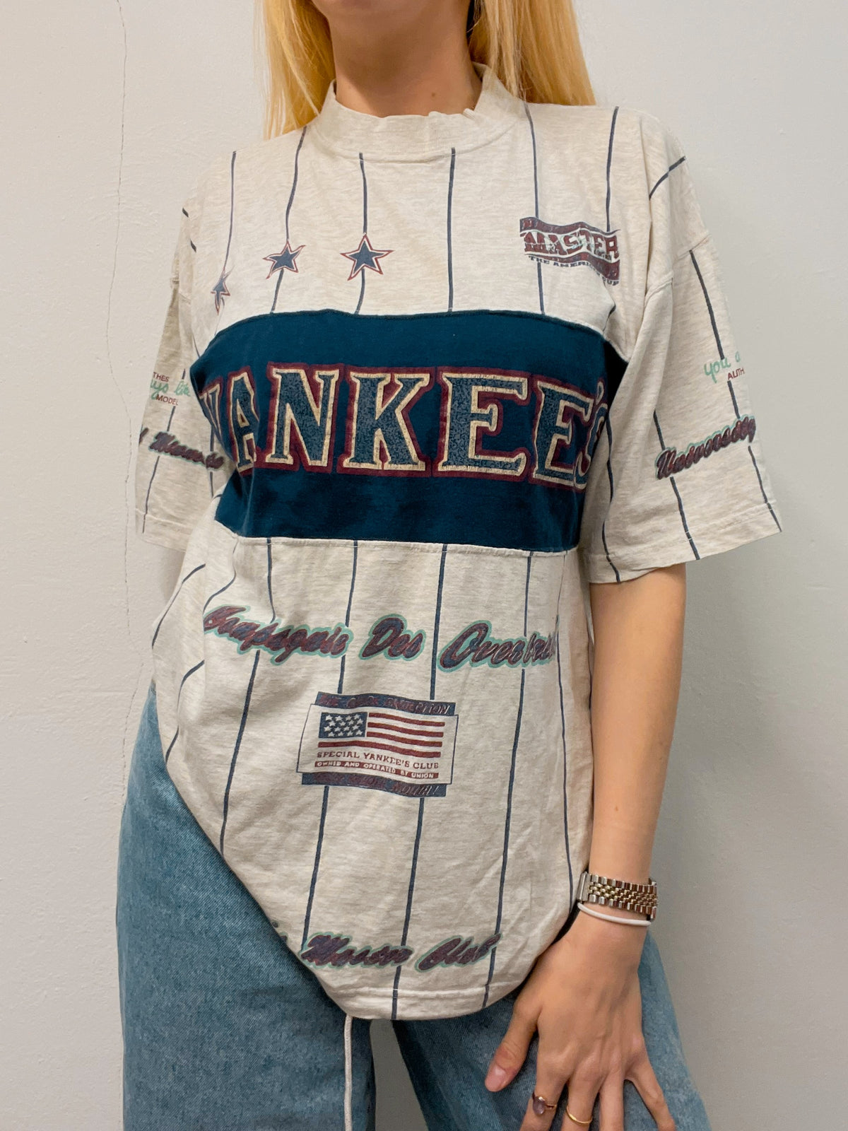 Vintage hellgraues Yankee M T-Shirt