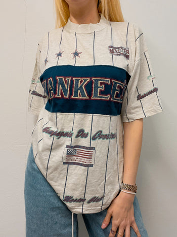 T-shirt vintage gris clair Yankee M