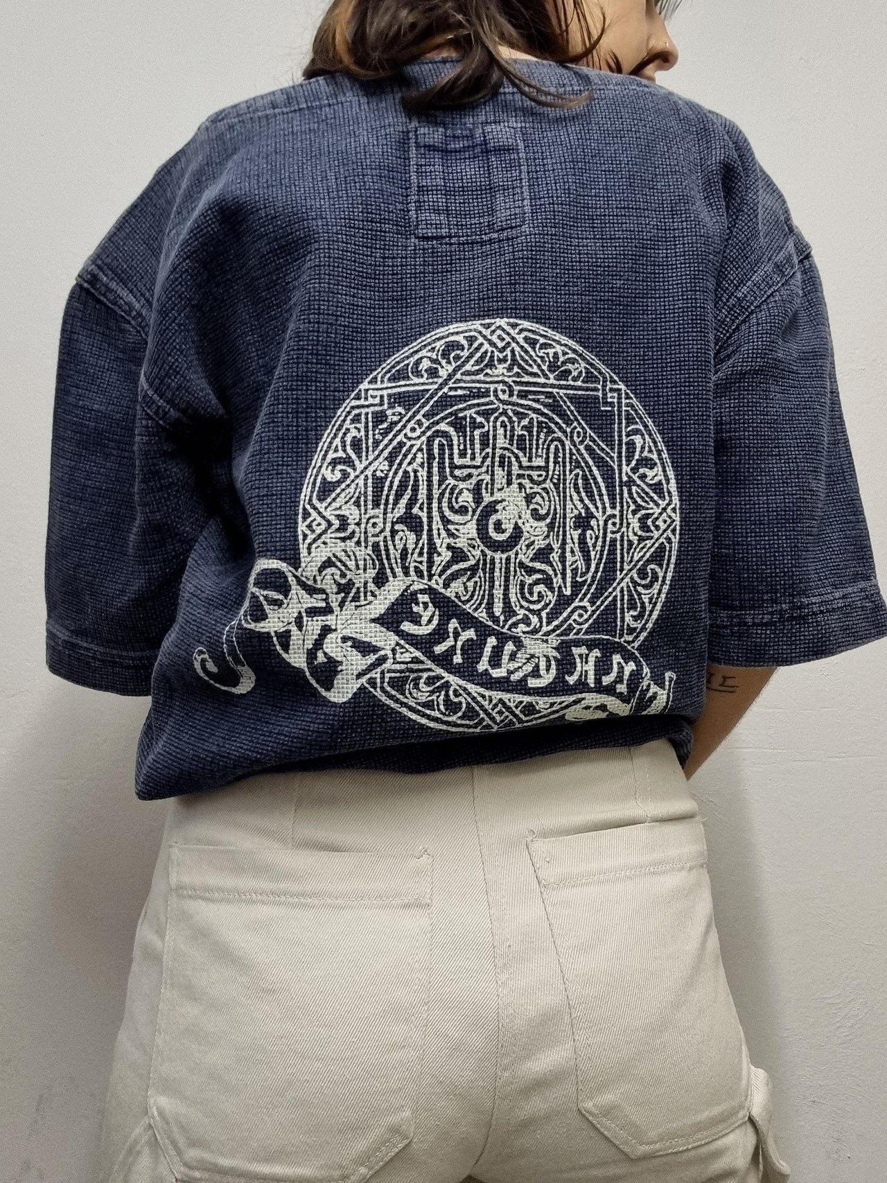 T-shirt vintage en jeans Bleu oversized S