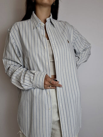 Chemise vintage blanche et bleue clair Ralph Lauren L