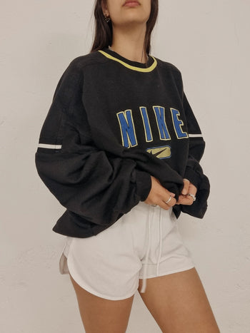 Pull vintage noir et bleu Nike XXL