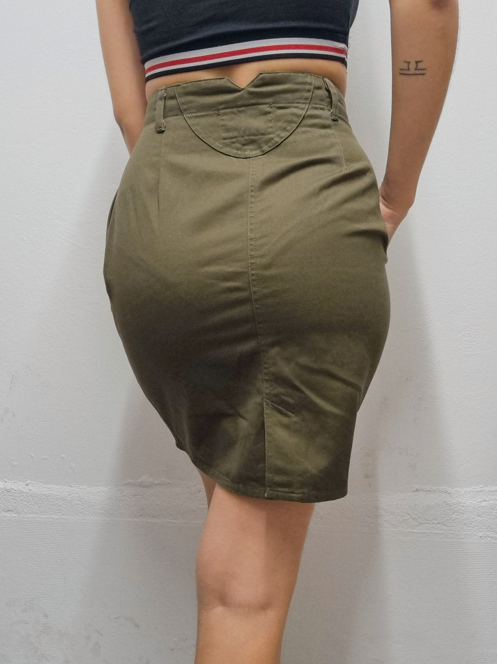 Jupe mi-longue crayon khaki XS/S