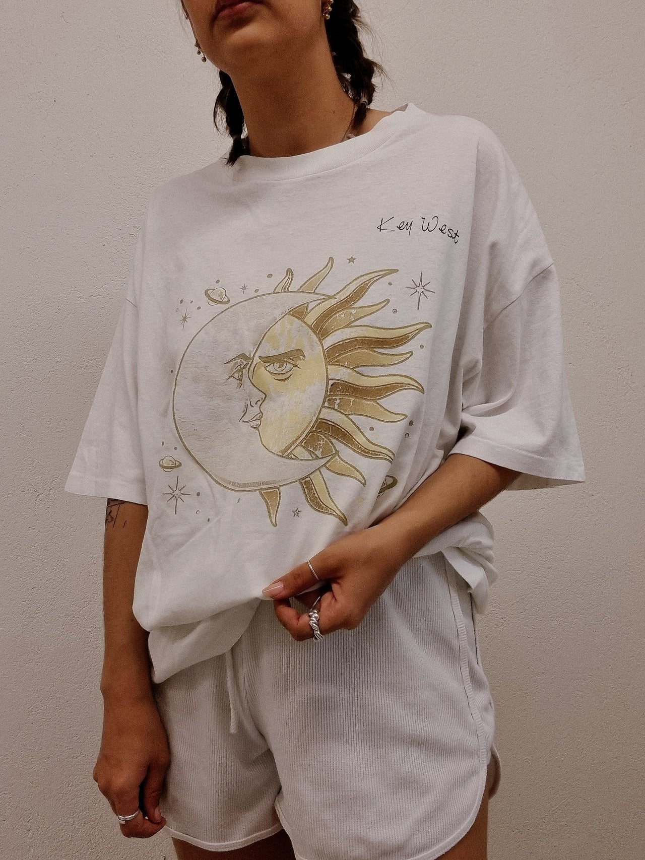 T-shirt vintage blanc Lune XL