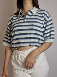 Lacoste L white striped mauve polo shirt