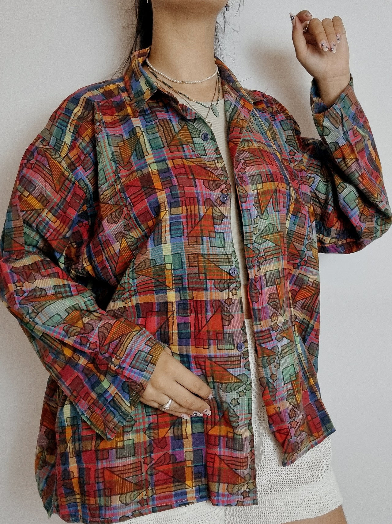 Chemise vintage multicolore a carreaux L