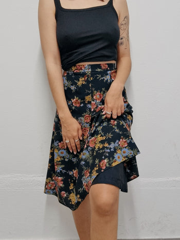 Purple/Pink/Yellow Floral Skirt S