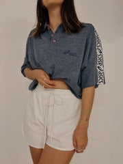 T-shirt polo vintage bleu ASICS L