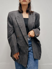 Veste blazer vintage oversized gris foncé L