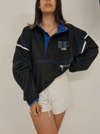 Pull vintage noir et bleu Nike XXL