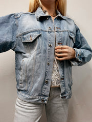 Veste en jeans vintage bleue claire délavée  L