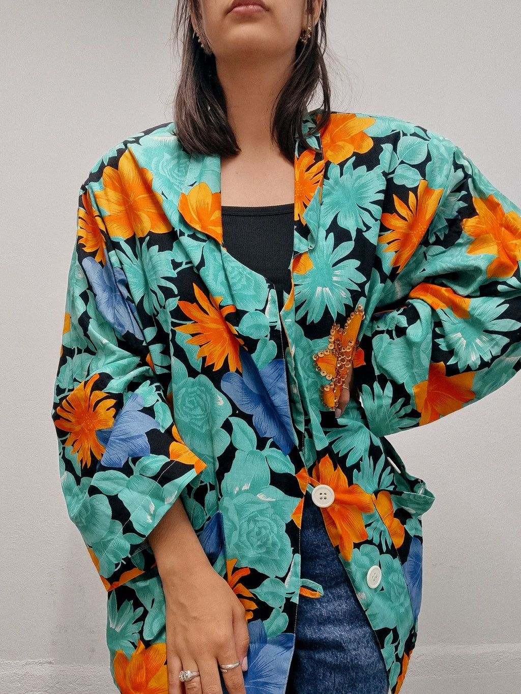 Veste blazer vintage oversized à paillettes L/XL