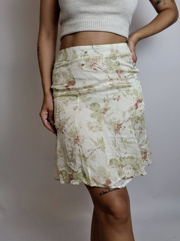 Purple/Pink/Yellow Floral Skirt S