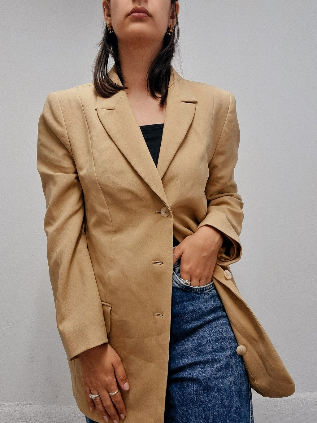 Veste blazer vintage d’été beige M/L