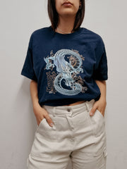 T-shirt vintage bleu foncé Dragon M
