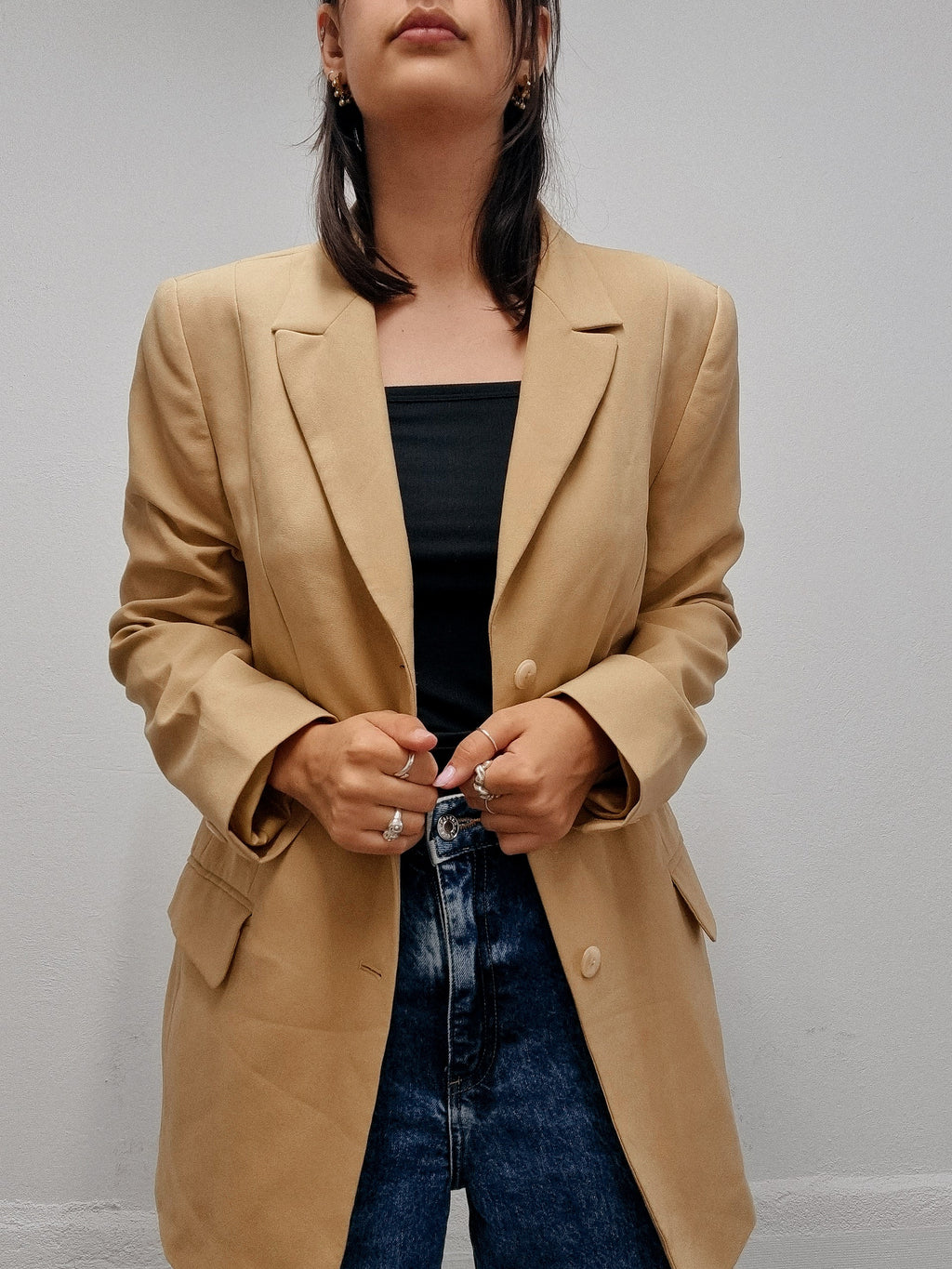 Veste blazer vintage d’été beige M/L