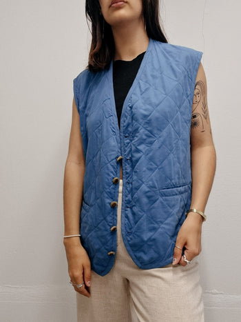 Gilet vintage matelassée bleu M