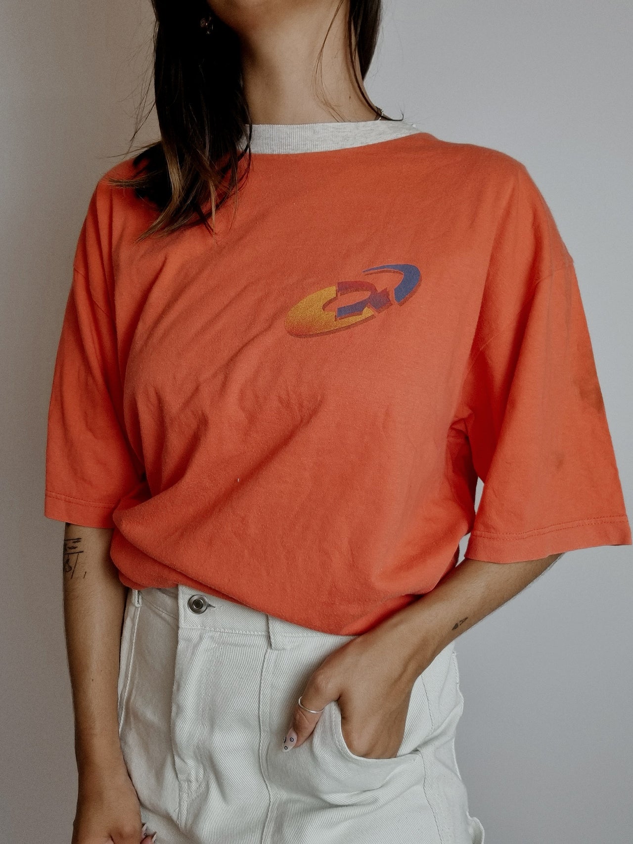 T-shirt vintage orange Oasics XL