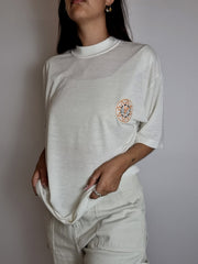 T-shirt vintage blanc et orange L