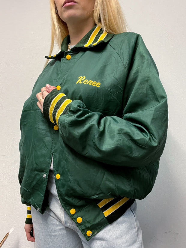 Veste bomber américaine verte et jaune L