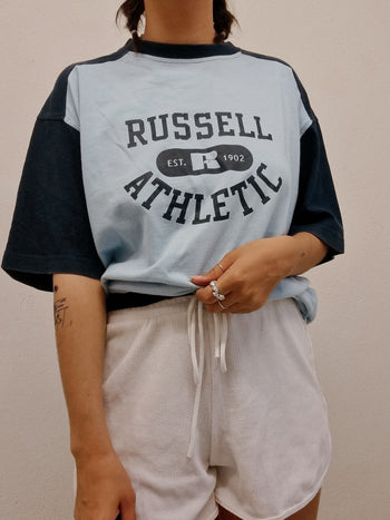 T-shirt vintage bleu Russell XL