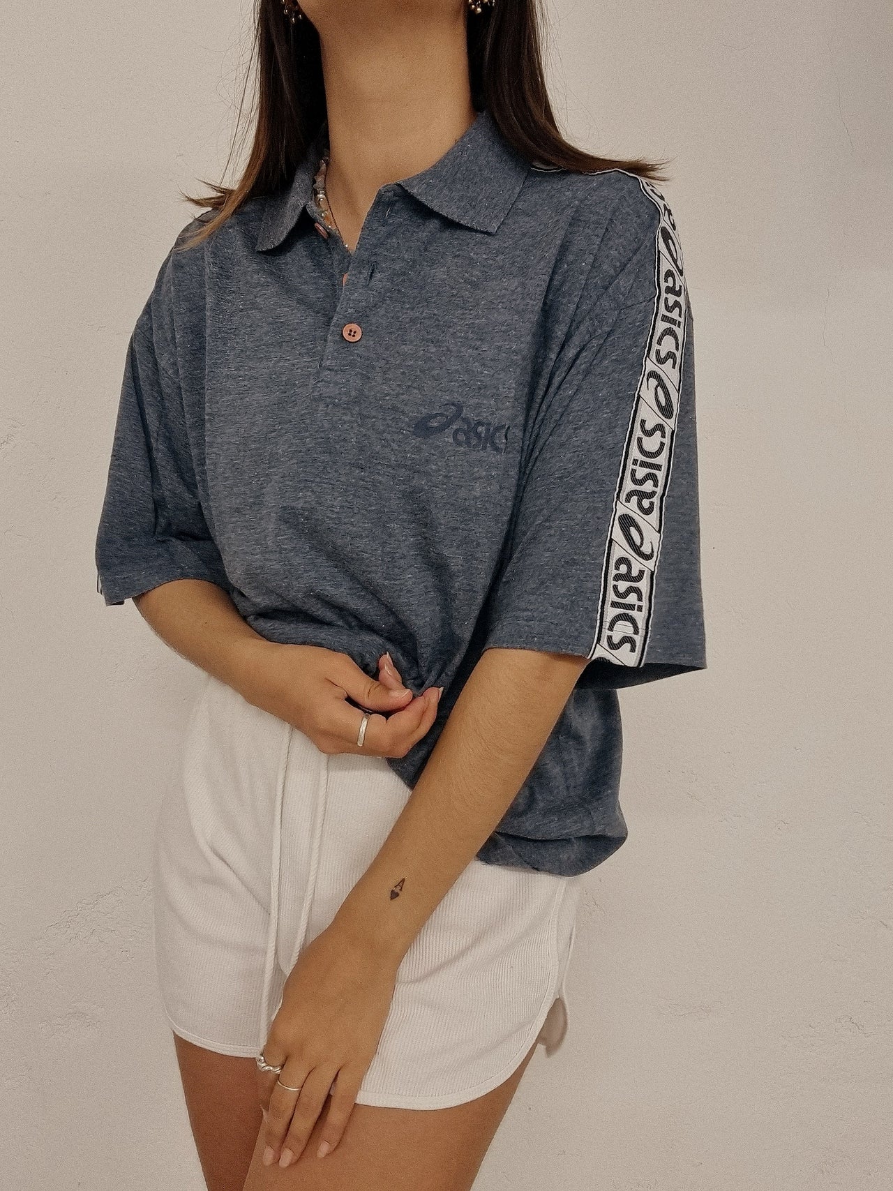 T-shirt polo vintage bleu ASICS L