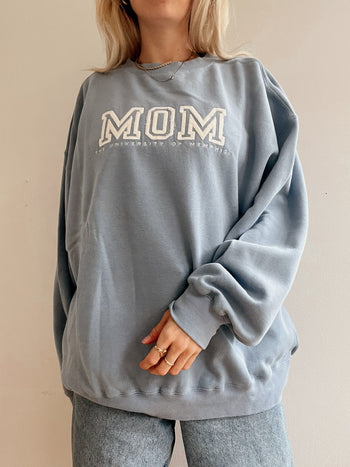 Pull vintage américain bleu clair MOM XL