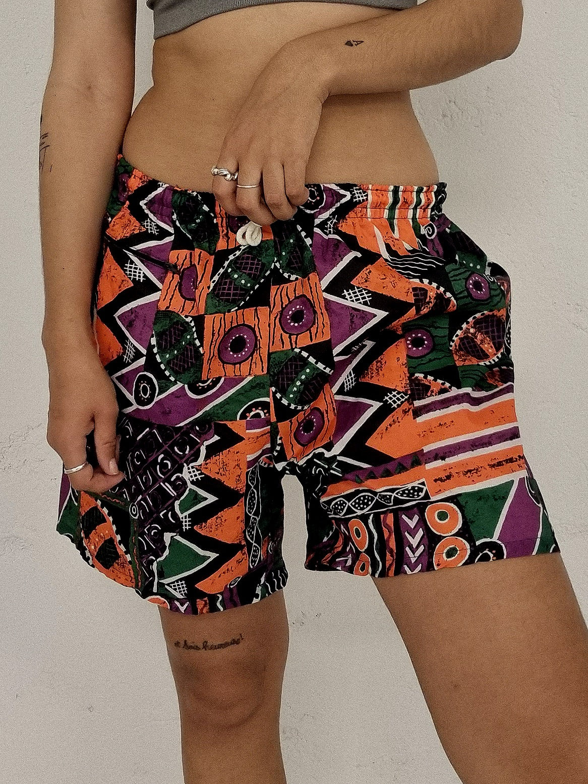 Short vintage multicolore à motifs M/L