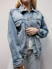 Veste en jeans vintage bleue claire délavée  L