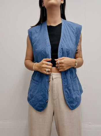 Gilet vintage matelassée bleu M