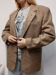 Veste blazer vintage pied de poule beige M/L