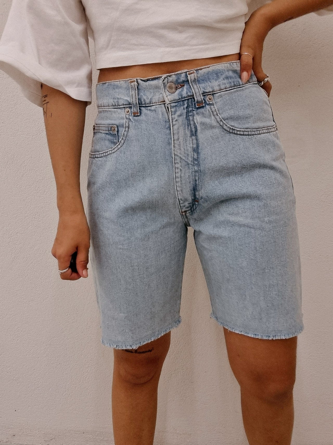 Short en jeans vintage bleu clair long M