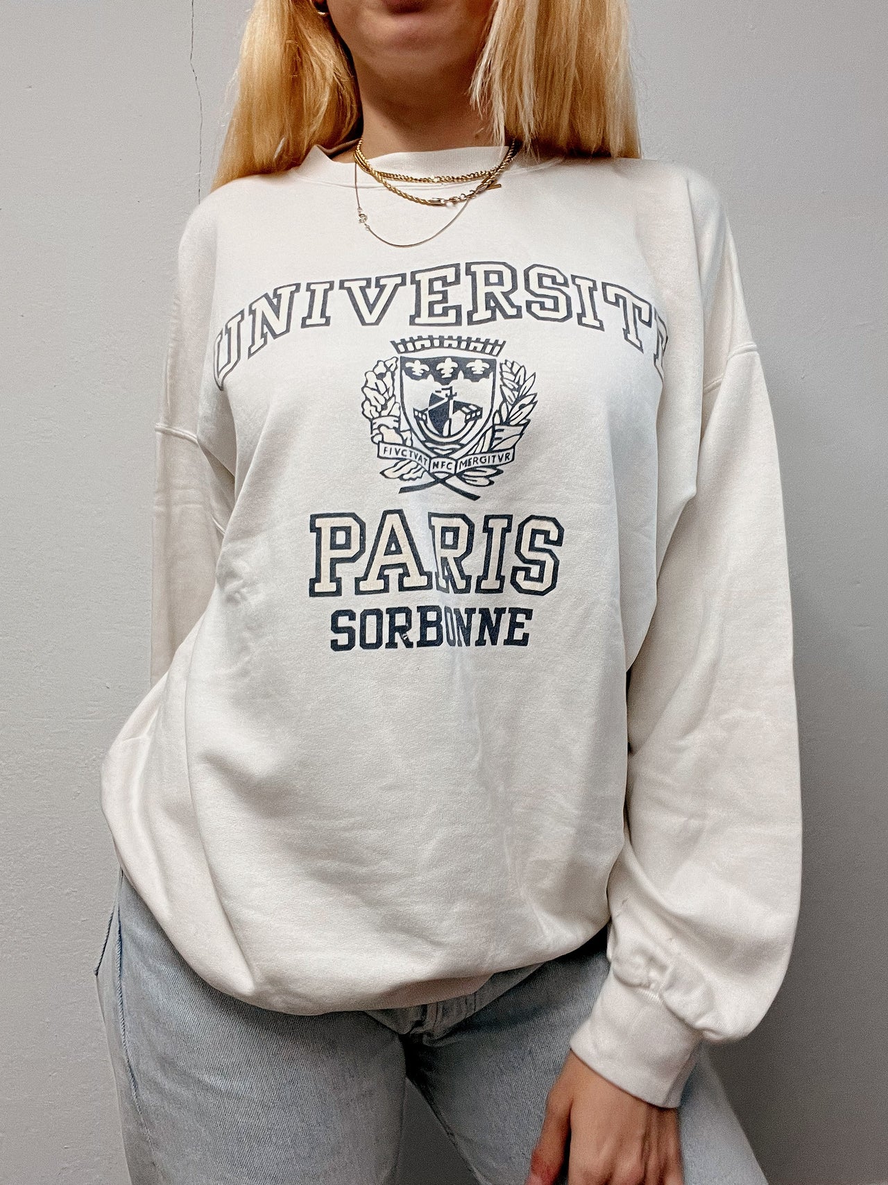 Pull vintage Paris blanc M