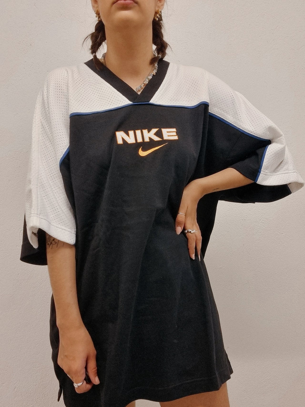 T-shirt vintage noir et blanc Nike XL