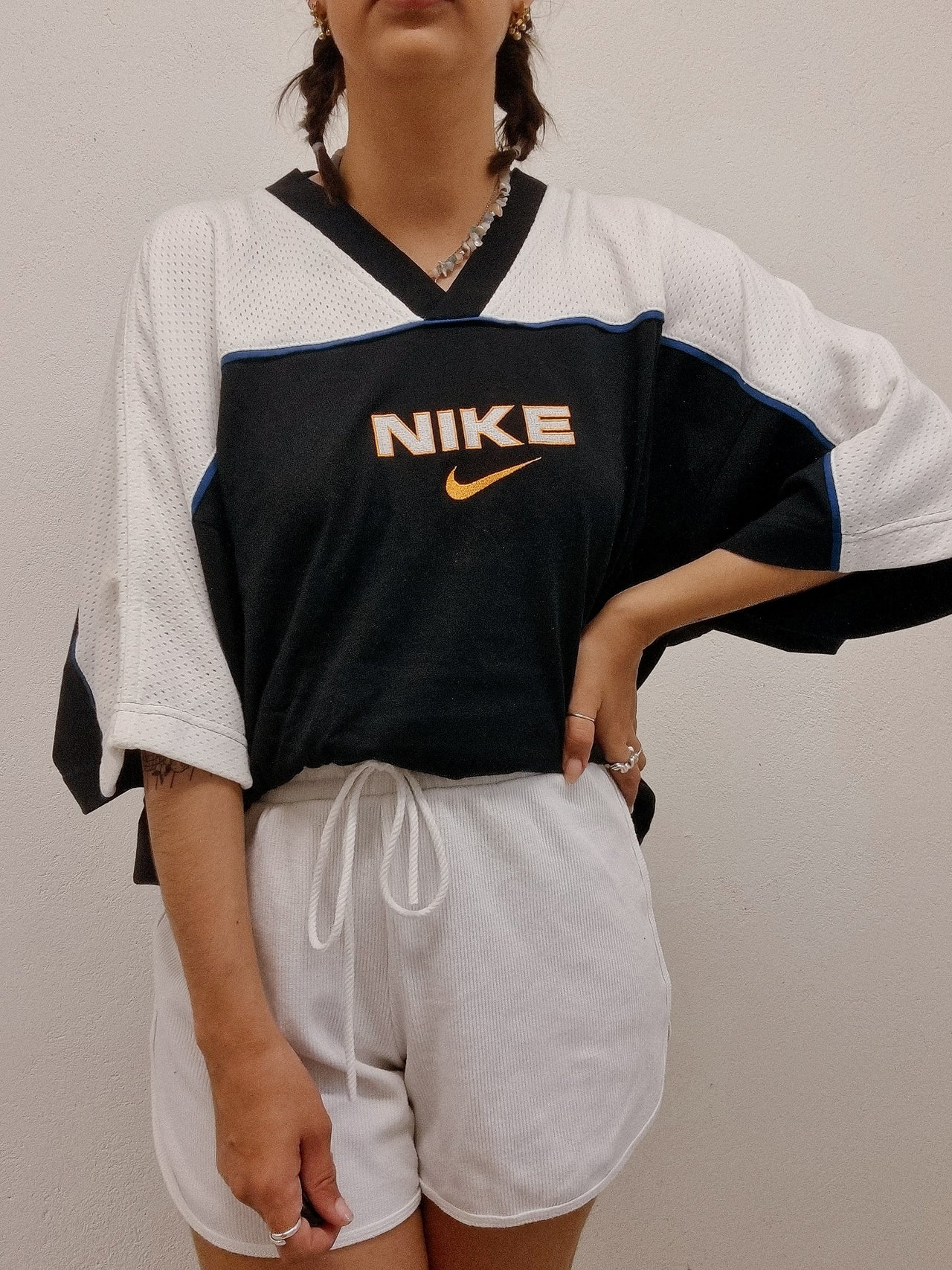 T-shirt vintage noir et blanc Nike XL