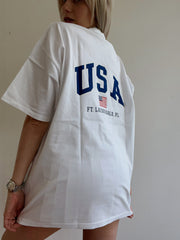 T-shirt vintage américain blanc USA XL